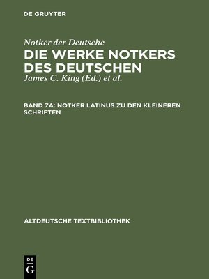 cover image of Notker latinus zu den kleineren Schriften